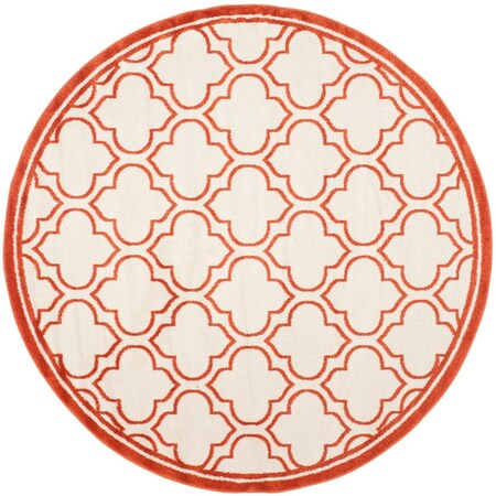 Safavieh 5 x 5 ft. Amherst Power Loomed Round Area Rug Ivory & Orange AMT412F-5R